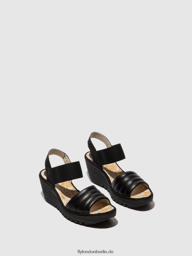 Frauen Fly London Schwarz Slingback-Sandalen yiko414 DP8RD8432