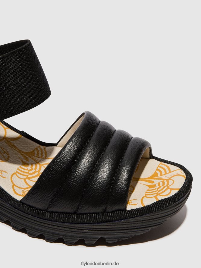 Frauen Fly London Schwarz Slingback-Sandalen yiko414 DP8RD8432