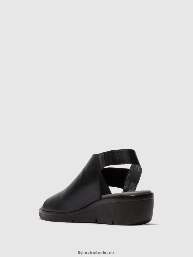 Frauen Fly London Schwarz elastische Sandalen nily940 DP8RD8482