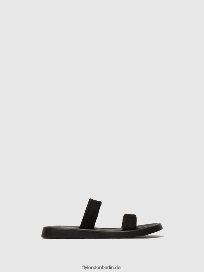 Frauen Fly London Schwarz flache Sandalen taja872 DP8RD8554