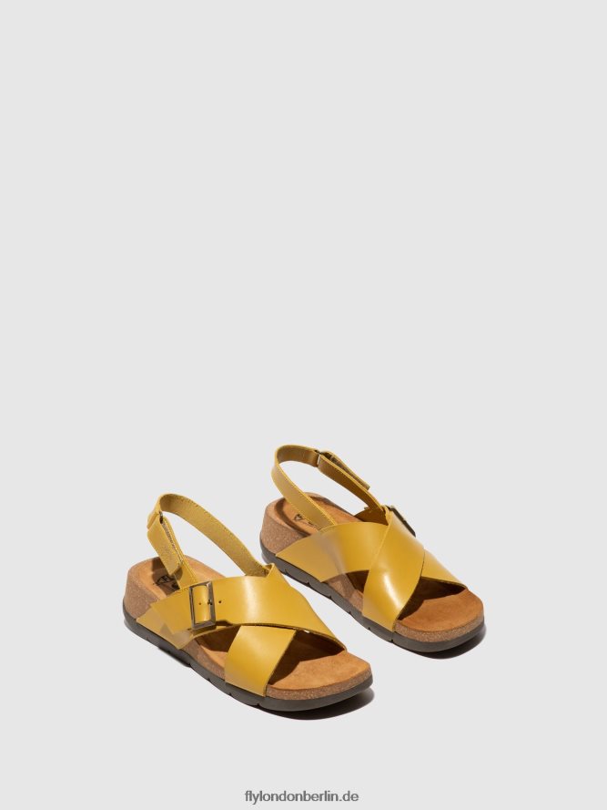 Frauen Fly London Senf Crossover-Sandalen chlo852 DP8RD8489