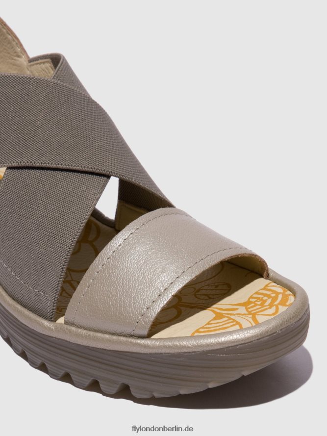 Frauen Fly London Silber Crossover-Sandalen yaji888 DP8RD8615