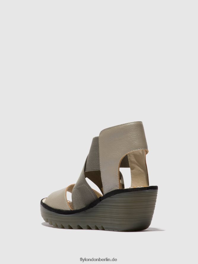 Frauen Fly London Silber Crossover-Sandalen yuba385 DP8RD8477