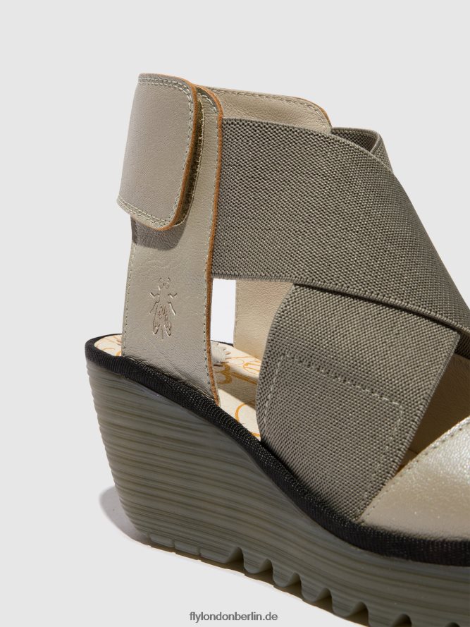 Frauen Fly London Silber Crossover-Sandalen yuba385 DP8RD8477