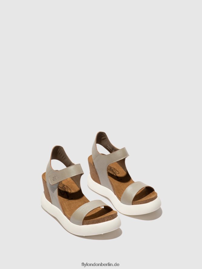 Frauen Fly London Silber Klettsandalen gogo967 DP8RD8400