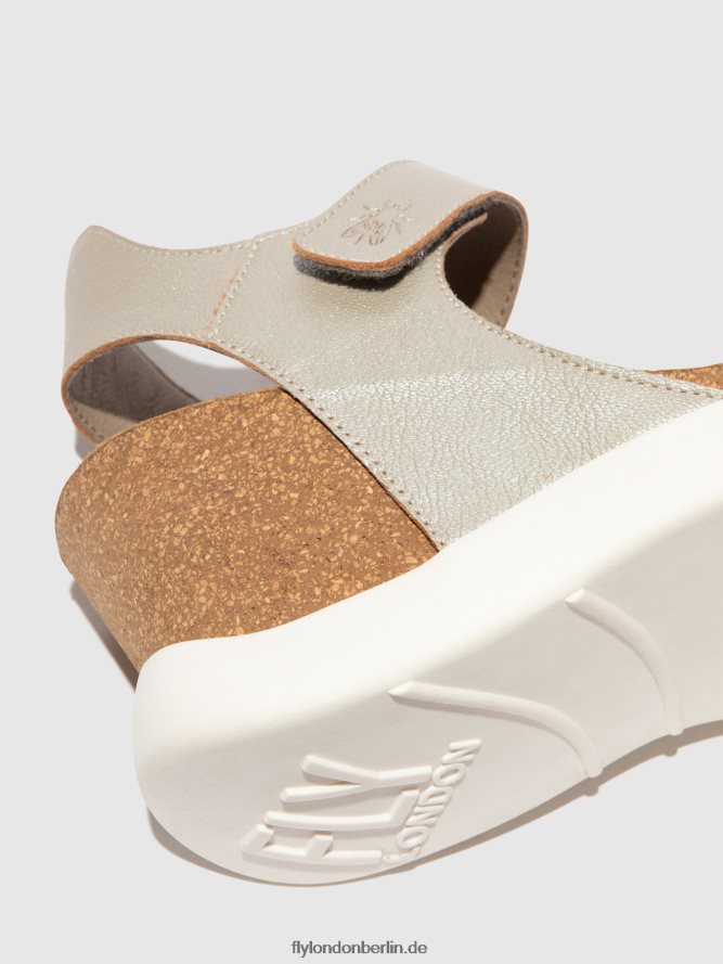 Frauen Fly London Silber Klettsandalen gogo967 DP8RD8400