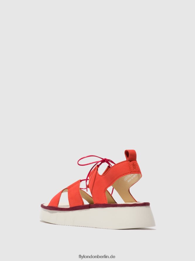 Frauen Fly London Teufelsrot Riemchensandalen caio363 DP8RD8575