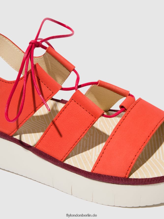 Frauen Fly London Teufelsrot Riemchensandalen caio363 DP8RD8575