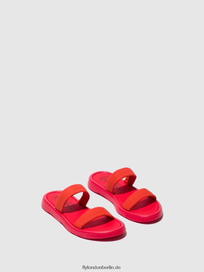 Frauen Fly London Teufelsrot flache Sandalen taja872 DP8RD8555