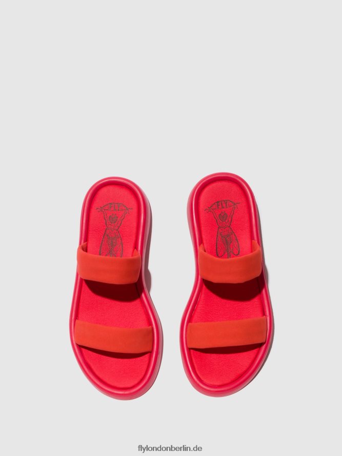 Frauen Fly London Teufelsrot flache Sandalen taja872 DP8RD8555
