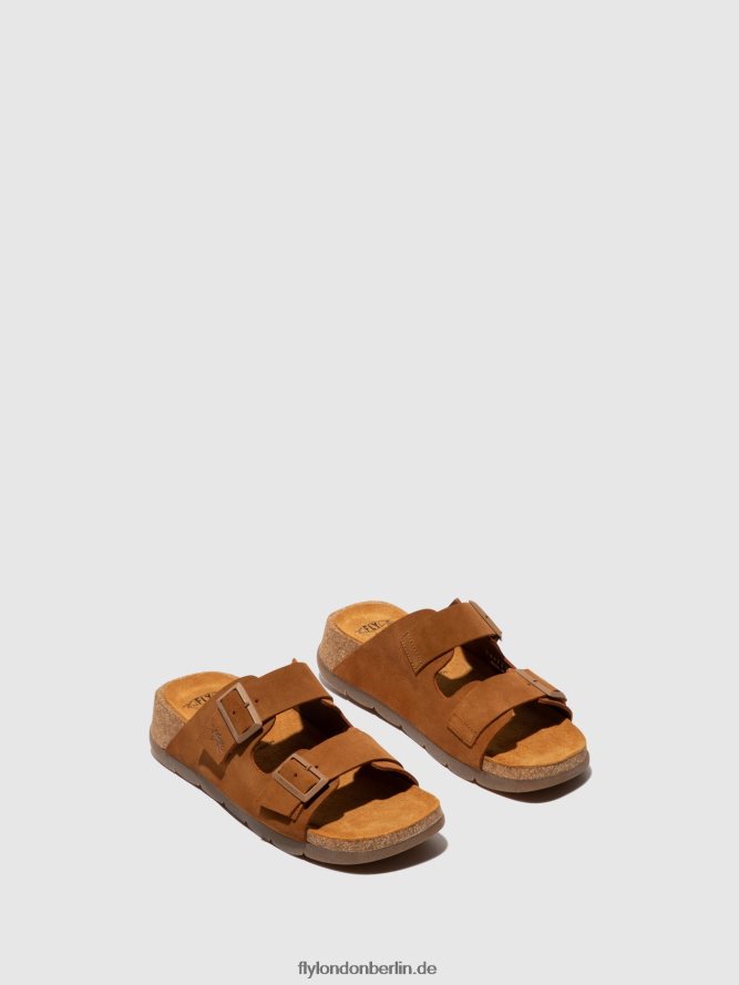 Frauen Fly London Wildleder Kamel Schnallensandalen caja721 DP8RD8391