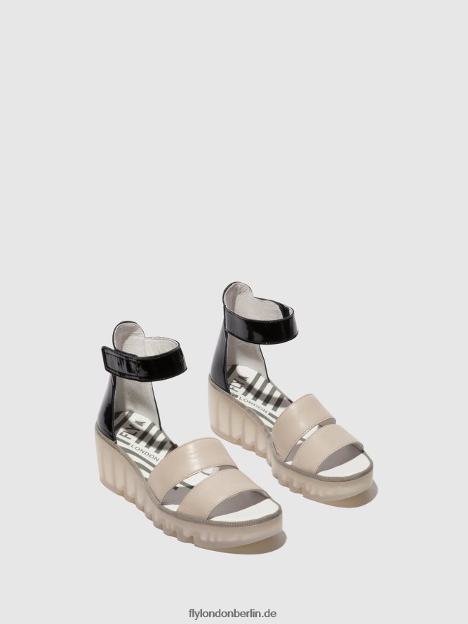 Frauen Fly London Wolke/Schwarz Riemchensandalen bono290 DP8RD8427