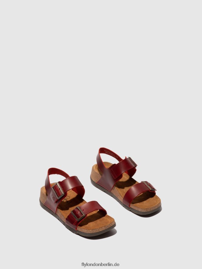 Frauen Fly London Zaum rot Schnallensandalen ceke722 DP8RD8606
