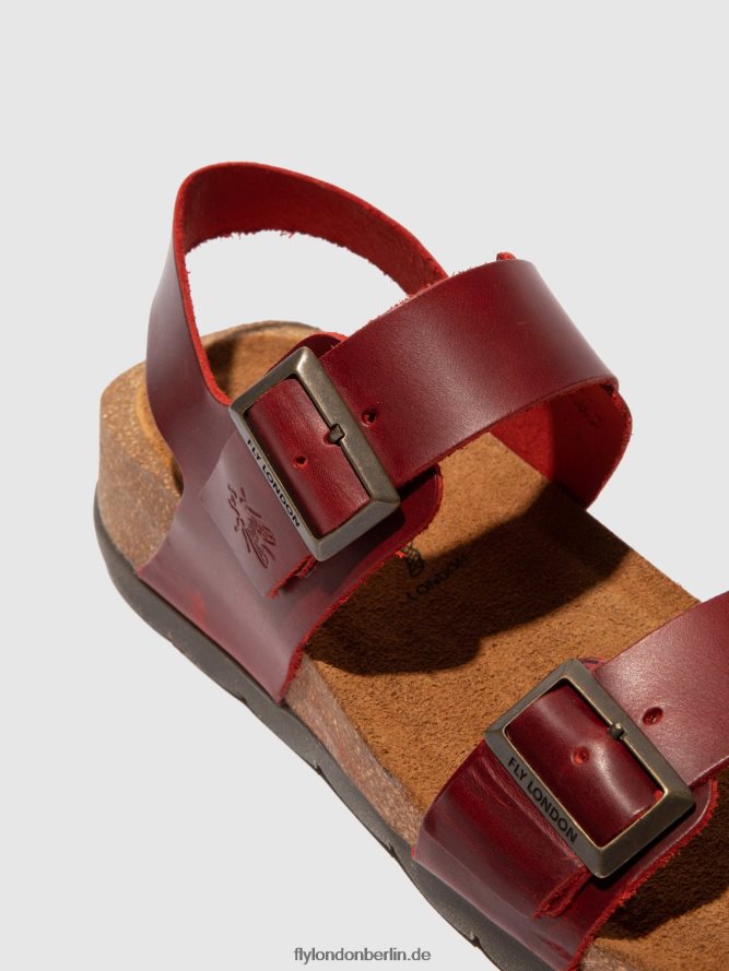 Frauen Fly London Zaum rot Schnallensandalen ceke722 DP8RD8606