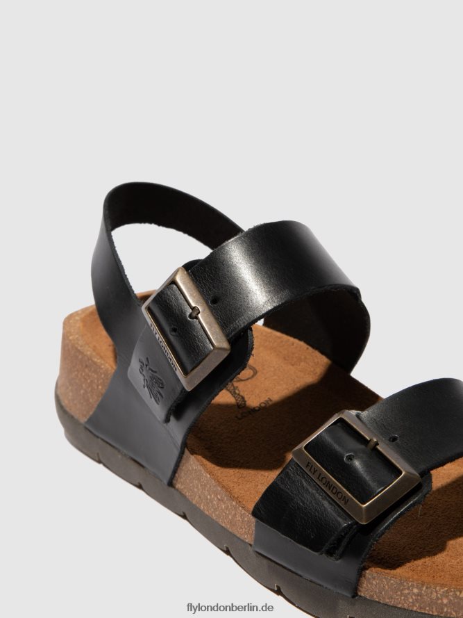 Frauen Fly London Zaumzeug schwarz Schnallensandalen ceke722 DP8RD8612