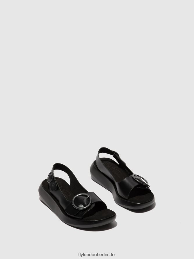 Frauen Fly London Zaumzeug schwarz Slingback-Sandalen berk754 DP8RD8603