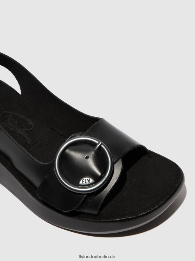 Frauen Fly London Zaumzeug schwarz Slingback-Sandalen berk754 DP8RD8603