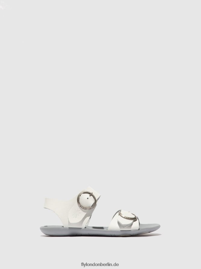 Frauen Fly London Zaumzeug weiß Schnallensandalen masa757 DP8RD8596