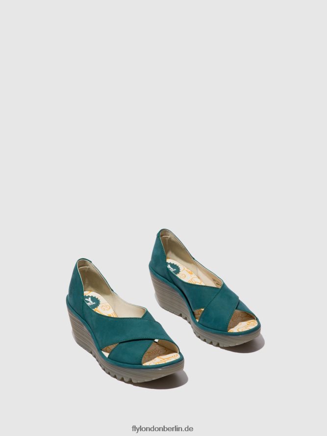 Frauen Fly London blaugrün Crossover-Sandalen yoma307 DP8RD8559