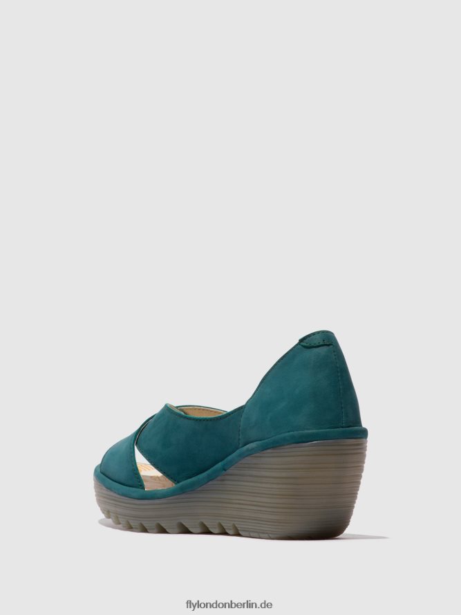 Frauen Fly London blaugrün Crossover-Sandalen yoma307 DP8RD8559