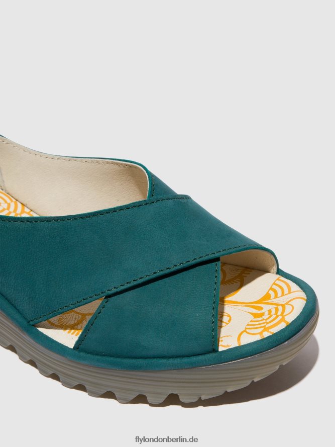 Frauen Fly London blaugrün Crossover-Sandalen yoma307 DP8RD8559