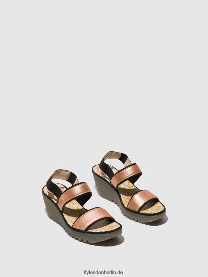 Frauen Fly London errötendes Gold Slingback-Sandalen yaco416 DP8RD8439