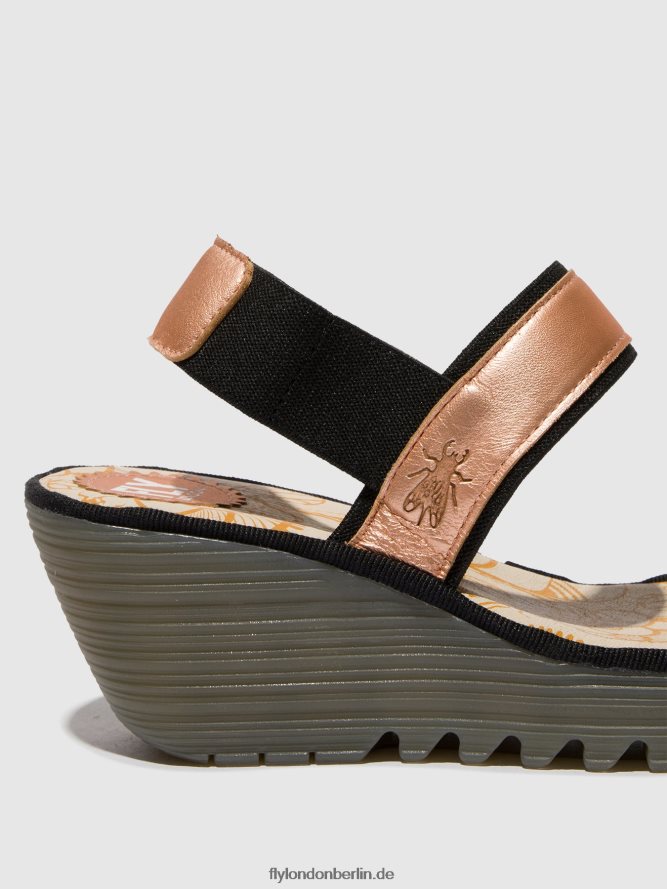 Frauen Fly London errötendes Gold Slingback-Sandalen yaco416 DP8RD8439