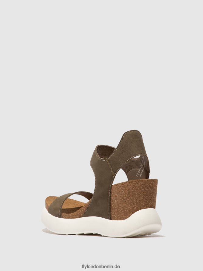 Frauen Fly London khaki Klettsandalen gogo967 DP8RD8398
