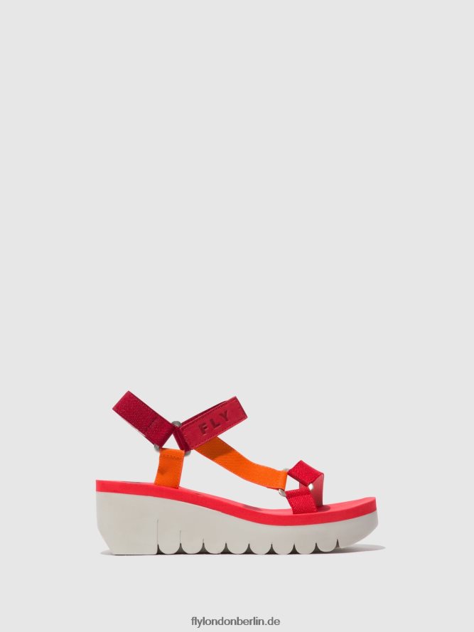 Frauen Fly London mehrfarbig (rot) Sandalen mit Klettverschluss yefa726 DP8RD8529