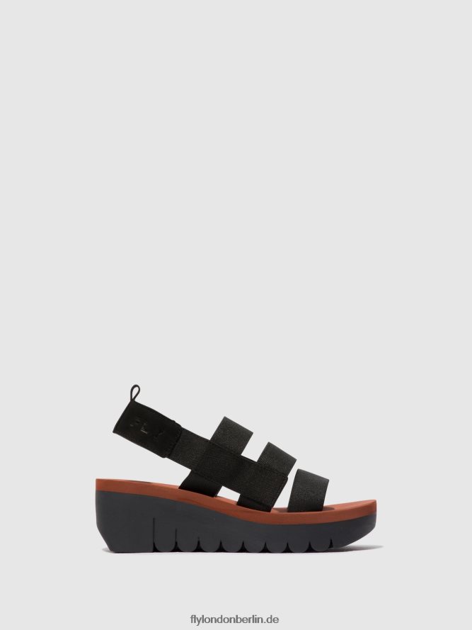 Frauen Fly London schwarz (Ziegel) Riemchensandalen yere847 DP8RD8536