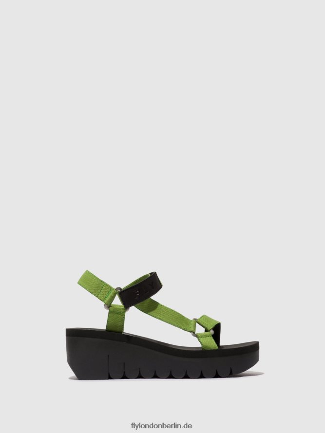 Frauen Fly London schwarz/avocado (schwarz Sandalen mit Klettverschluss yefa726 DP8RD8394