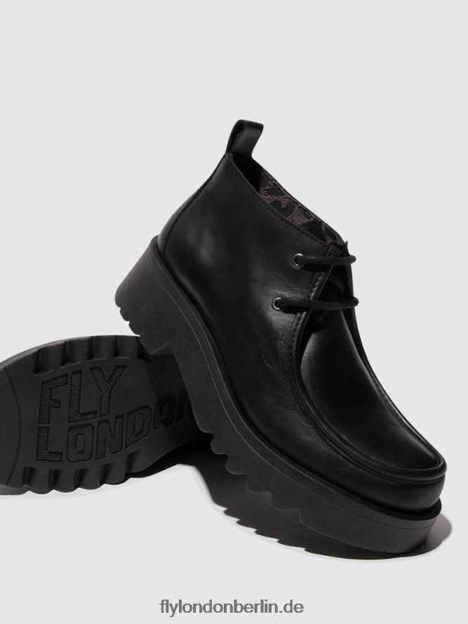 Frauen Fly London Schwarz Schnürschuhe megg90 DP8RD8680