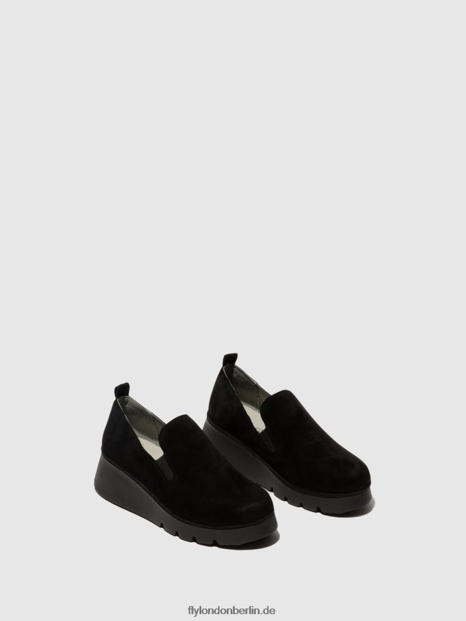 Frauen Fly London Wildleder schwarz Slipper pece406 DP8RD8665