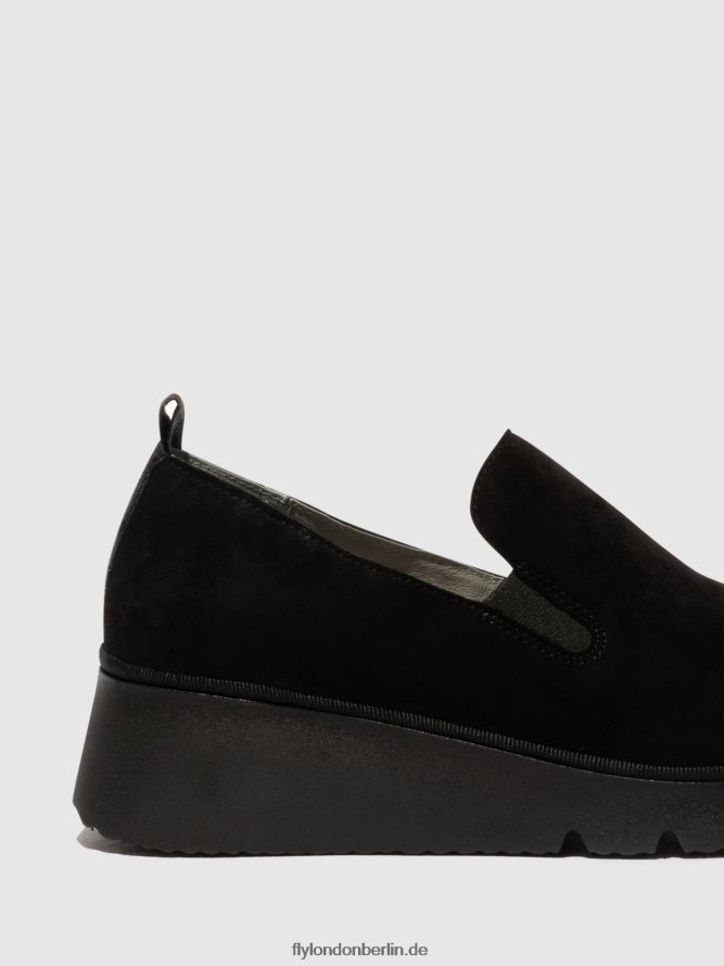 Frauen Fly London Wildleder schwarz Slipper pece406 DP8RD8665