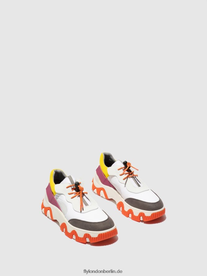 Frauen Fly London Multi Offwhite/Gelb/Fuchia elastische turnschuhe fian634 DP8RD8773