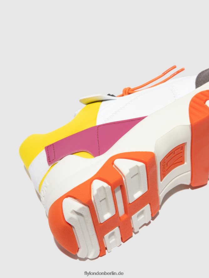 Frauen Fly London Multi Offwhite/Gelb/Fuchia elastische turnschuhe fian634 DP8RD8773
