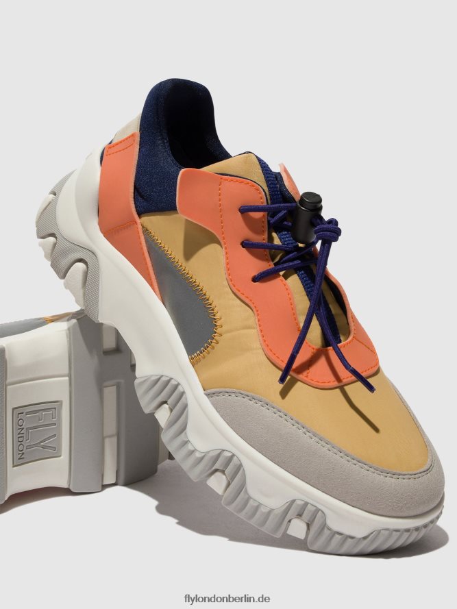 Frauen Fly London Pfirsich elastische turnschuhe fian634 DP8RD8750