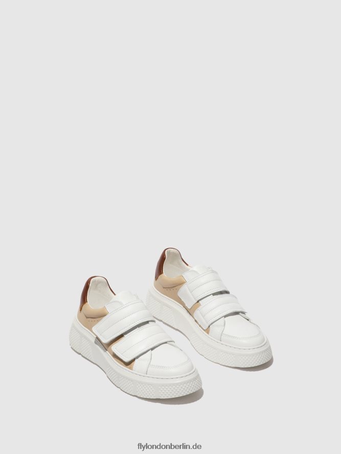 Frauen Fly London weiß/beige/cognac Klett-Sneaker edda513 DP8RD8751