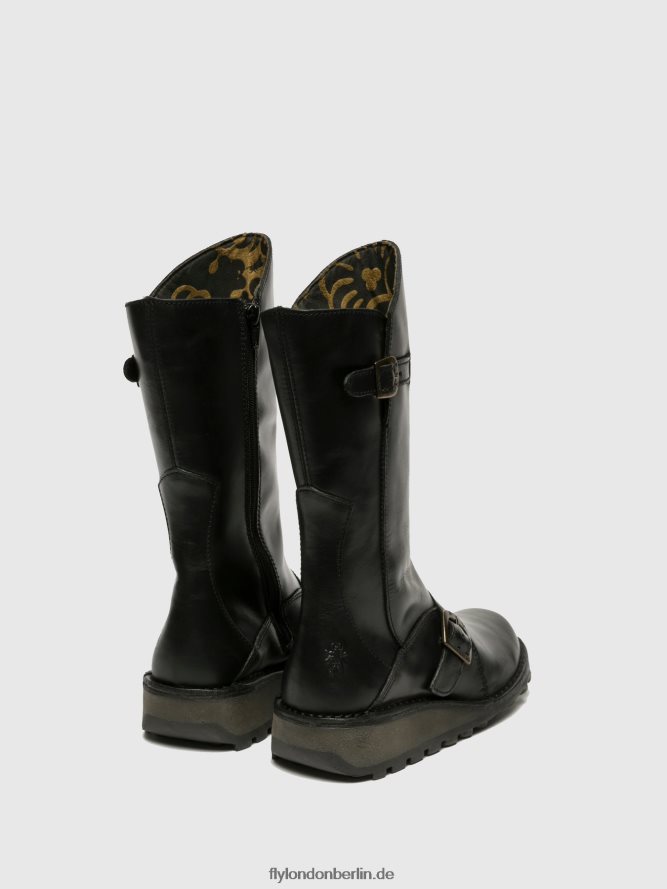 Frauen Fly London Schwarz Schnallenstiefel me DP8RD8344