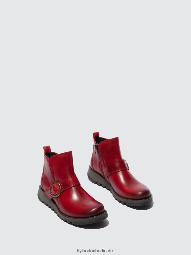 Frauen Fly London Teppich rot Schnallenstiefel sias812 DP8RD8336