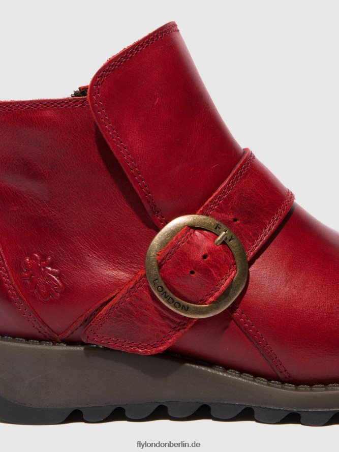 Frauen Fly London Teppich rot Schnallenstiefel sias812 DP8RD8336
