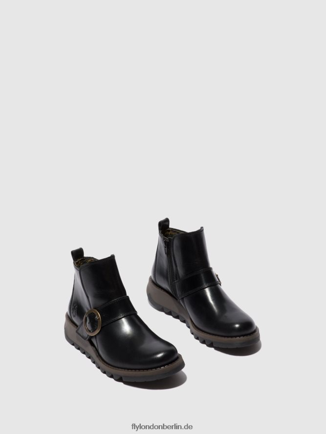 Frauen Fly London Teppich schwarz Schnallenstiefel sias812 DP8RD8337