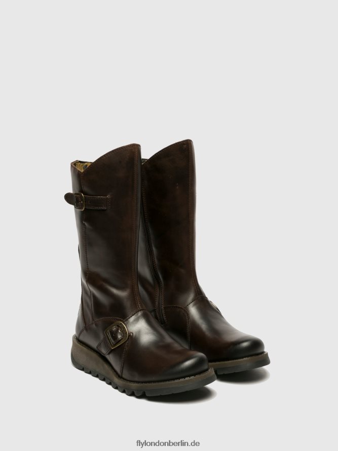 Frauen Fly London dunkelbraun Schnallenstiefel Me 2 DP8RD8347