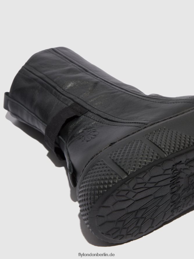 Frauen Fly London Dublin Black (schwarze Sohle) Stiefel mit Reißverschluss esen485 DP8RD8325