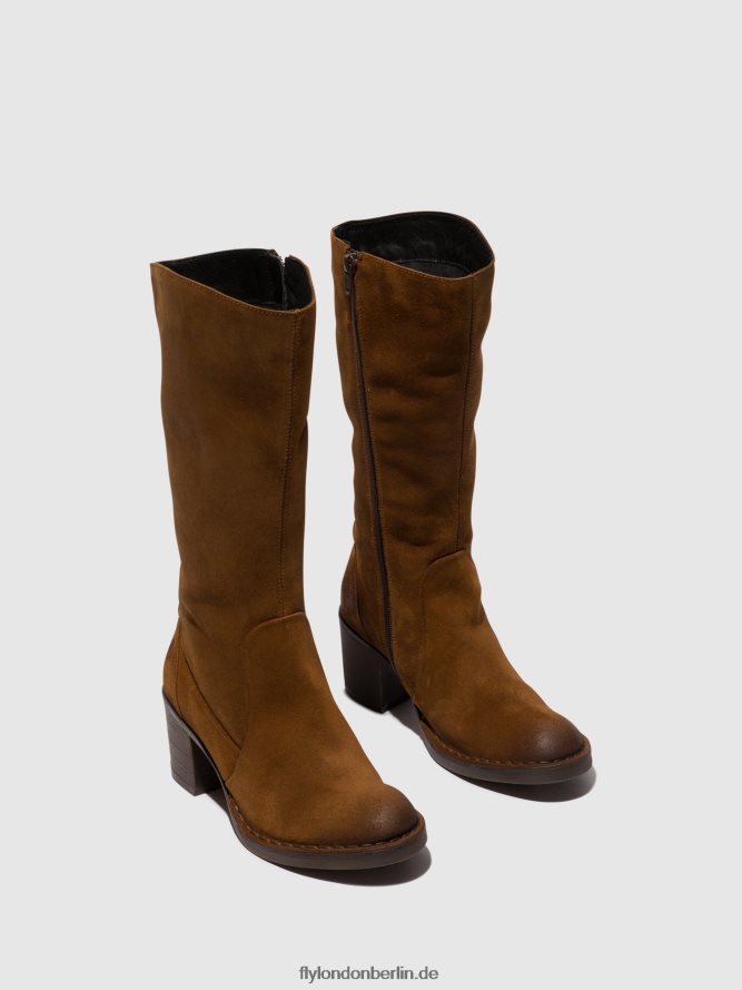 Frauen Fly London Kamel Stiefel mit Reißverschluss balo096 DP8RD8305