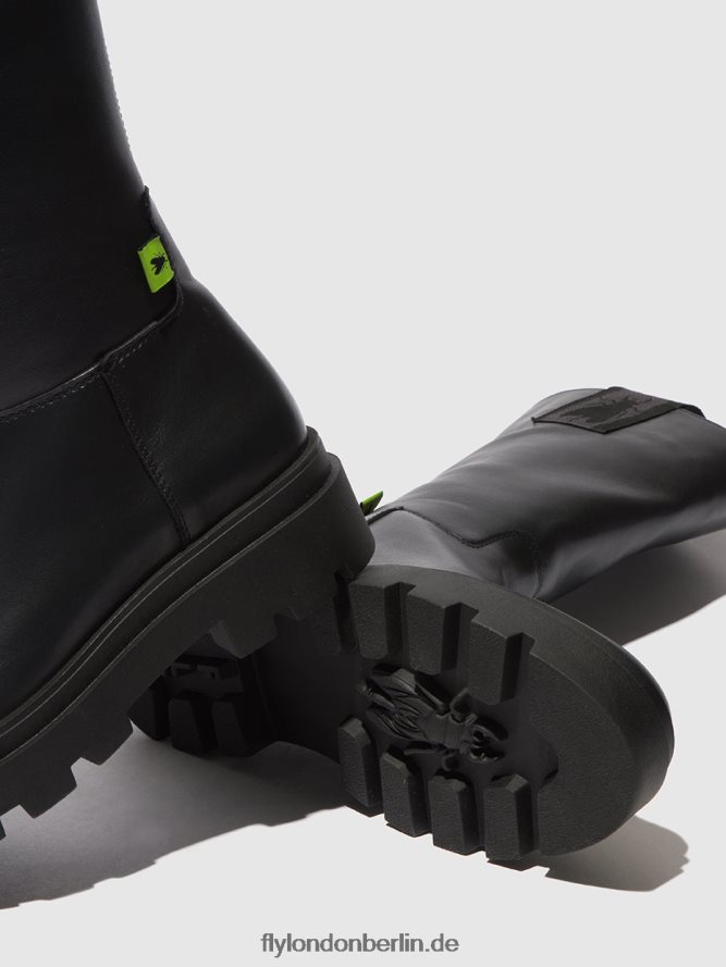 Frauen Fly London Naomi Black Stiefel mit Reißverschluss jalo882 DP8RD8310