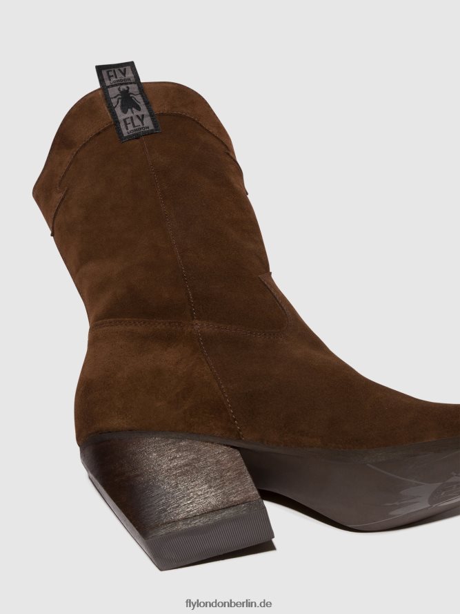 Frauen Fly London Schokolade Stiefel mit Reißverschluss teke906 DP8RD8293