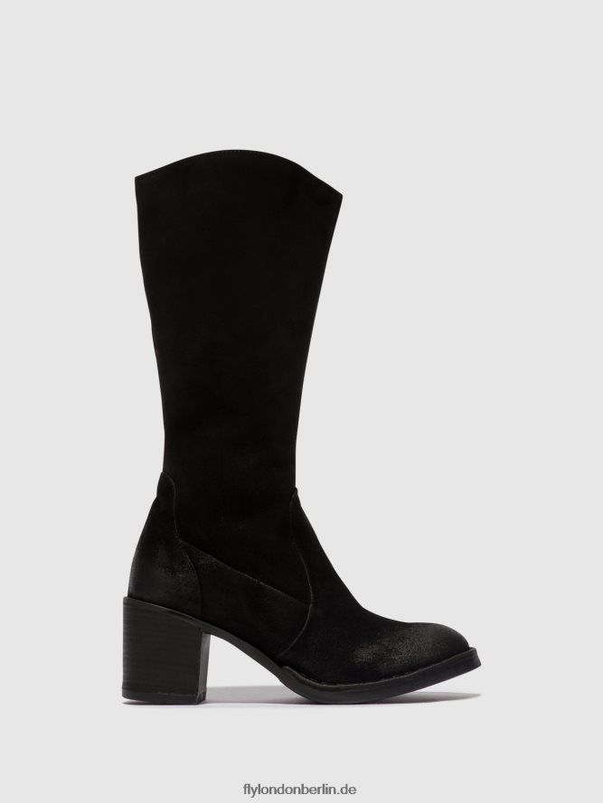 Frauen Fly London Schwarz Stiefel mit Reißverschluss balo096 DP8RD8304
