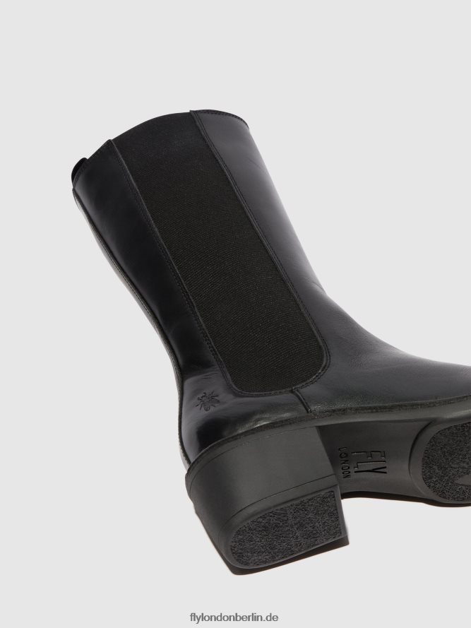Frauen Fly London Schwarz Stiefel mit Reißverschluss mada081 DP8RD8307