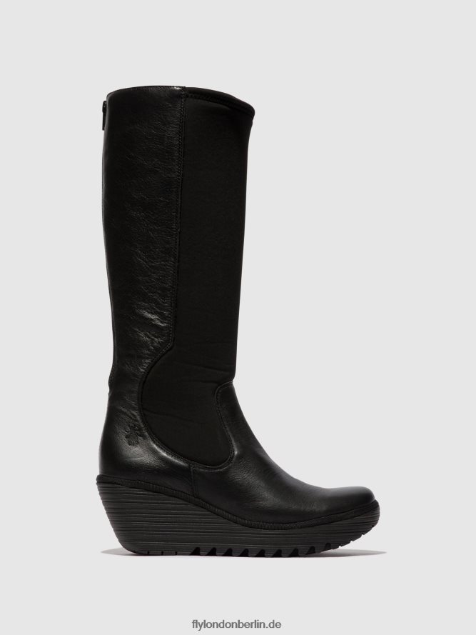 Frauen Fly London Schwarz Stiefel mit Reißverschluss yoja401 DP8RD8295